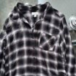 Lucky Brand Womens Flannel Shirt Size M White Black Plaid Long Sleeve Button Up